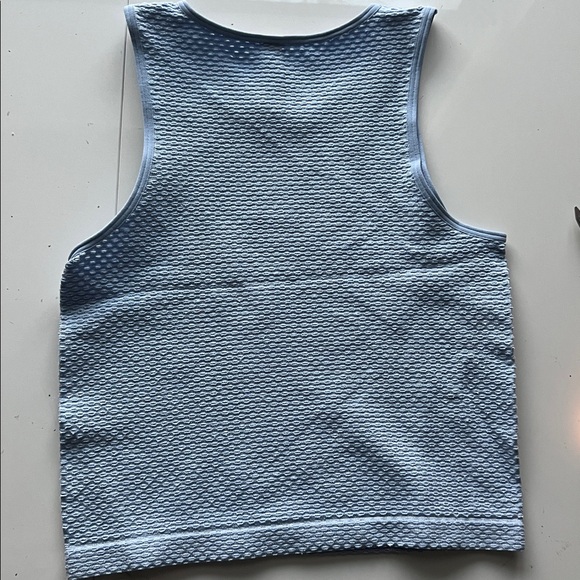 NWT ANTHROPOLOGIE LyreBird Open-Stitch Shimmer Tank blue XXS/XS - Picture 7 of 7